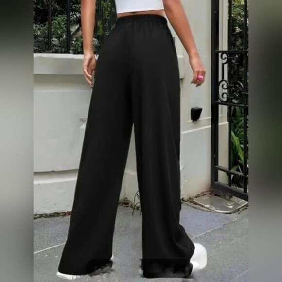 West Loop Black Gauze Palazzo with Gauze Smocked Waistban Wide Leg Pants… - Picture 4 of 7